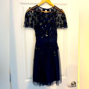 Gianni Bini Dress with Black Sequin-like Detailing — Size 4